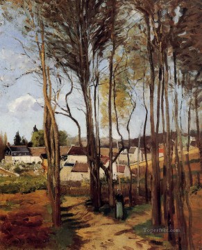 Camille Pissarro Painting - un pueblo entre los árboles Camille Pissarro